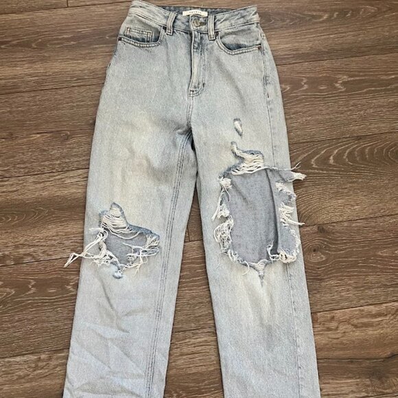 PacSun 90s Boyfriend Distressed Light Wash Denim Jeans Size 22 - Picture 1 of 16